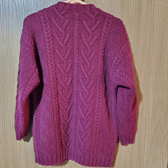 Kristin Paige Sportswear Maroon Large Cable Knit Oversize Sweater size M - Picture 2 of 7